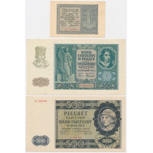 Set, 1-500 gold 1940 (3 pieces).