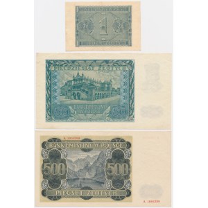 Set, 1-500 gold 1940 (3 pieces).