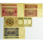 Set, 5-1,000 zloty 1948-65 (9 pieces).
