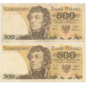 Set, 500 gold 1974 - B and D - (2 pieces).
