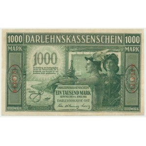 Kowno, 1.000 Mark 1918 - A - 7 digit series - green signatures - PMG 45