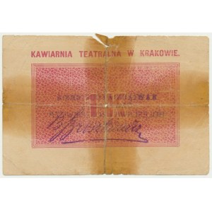 Krakow, Theater Café, 1 crown 1919 - RARE