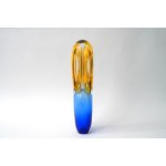 Glass art form - A. Jablonski - blue and yellow