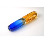 Glass art form - A. Jablonski - blue and yellow