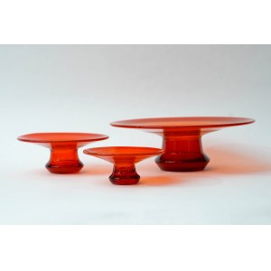 3 Glass platters - antico glass - Sudetes?