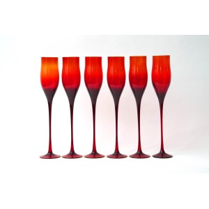 6 szklanych kieliszków - HS Sudety - Z. Horbowy - 30 cm