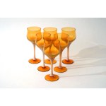 6 glass glasses - HS Sudety - Z. Horbowy - amber and milk
