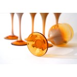 6 glass glasses - HS Sudety - Z. Horbowy - amber and milk