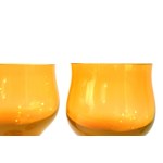 6 glass glasses - HS Sudety - Z. Horbowy - amber and milk