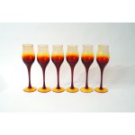 6 gobelets en verre - HS Sudety - Z. Horbowy - flammé - 24 cm