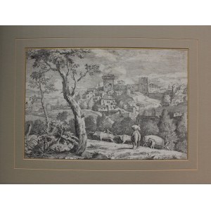 Marco Ricci, Landscape with a view of a city on a hill