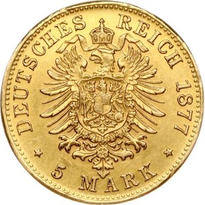 Germania Sassonia 5 marchi 1877 E