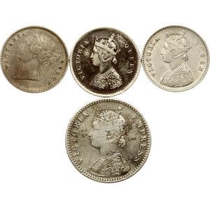 India britannica 2 annas e 1/4 di rupia 1841-1887 Lotto di 4 monete