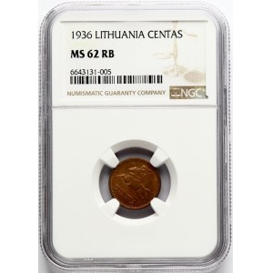 Lithuania 1 Centas 1936 NGC MS 62 RB