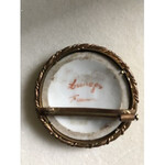 Okrągła porcelanowa broszka vintage, porcelana z Limoges, Francja