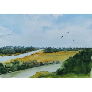 Krystyna Zając , Pepper Mountains watercolor, 2022. 21x30 cm, framed
