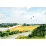 Krystyna Zając , Pepper Mountains watercolor, 2022. 21x30 cm, framed