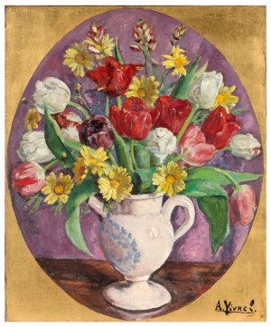 André Léon VIVREL (1886-1976), Bukiet kwiatów w wazonie, 1934