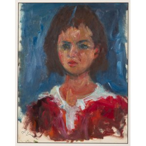 Jakub Zucker (1900 Radom - 1981 New York), Portrait of a girl in a red dress.