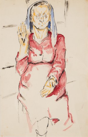 Maria Melania Mutermilch \ Mela Muter (1876 Warszawa - 1967 Paryż), Postać kobieca z uniesioną prawą ręką, lata 40. XX w.