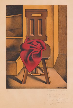 Henryk Berlewi (1894 Warszawa - 1967 Paryż), Krzesło z czerwoną draperią, 1950-1953