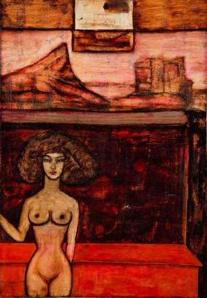Danuta Leszczyńska-Kluza (1926 Przemyśl - 2019 Kraków), Akt w czerwieni, 1959