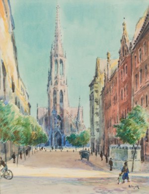 Jan Rubczak (1884 Stanisławów - 1942 Auschwitz), Widok na kościół Mariacki w Katowicach