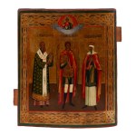 Icon - Saints Gregory, Barbara and Archangel Michael