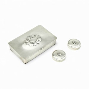 Georg Jensen Art Nouveau museum casket and two pill boxes