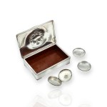Georg Jensen Art Nouveau museum casket and two pill boxes