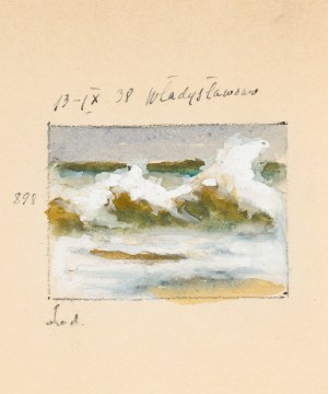 Soter August JAXA-MAŁACHOWSKI (1867-1952), Wysokie fale we Władysławowie, 1938
