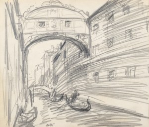 Wojciech WEISS (1875-1950), Widok na most Westchnień (Ponte dei Sospiri) w Wenecji