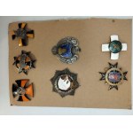 Poland, lot of seven regimental badges in silver-plated metal and polychrome enamel, mainly produced by the Panasiuk company of Warsaw., Poland, lot of seven regimental badges in silver-plated metal and polychrome enamel, mainly produced by the Panasiuk c