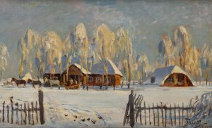 Julian Fałat (1853 Tuligłowy - 1929 Bystra), Pejzaż zimowy - Nieśwież