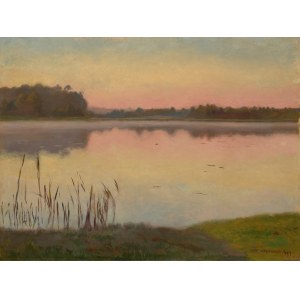 Józef Chełmoński (1849 Boczki near Łowicz - 1914 Kuklówka), Pond in Radziejowice, 1899