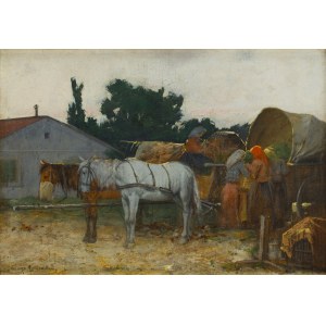 Tadeusz Rybkowski (1848 Kielce - 1926 Lwów), Kobiety przy wozie