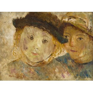 Tadeusz Makowski (1882 Oświęcim - 1932 Paryż), Dwie dziewczynki w kapeluszach, około 1920-1925