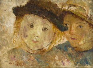 Tadeusz Makowski (1882 Oświęcim - 1932 Paryż), Dwie dziewczynki w kapeluszach, około 1920-1925