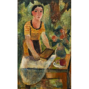 Zygmunt Olesiewicz, Jean Olin (1984 Varsovie - 1972 Paris), Portrait d'une jeune fille dans un jardin, 1925
