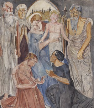Maria Melania Mutermilch \ Mela Muter (1876 Warszawa - 1967 Paryż), Madonna z Dzieciątkiem ze świętymi i dwiema postaciami w modlitwie, lata 40. XX wieku