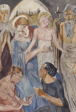 Maria Melania Mutermilch \ Mela Muter (1876 Warszawa - 1967 Paryż), Madonna z Dzieciątkiem ze świętymi i dwiema postaciami w modlitwie, lata 40. XX wieku