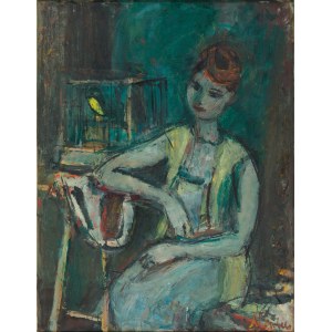 Zygmunt Józef Menkes (1896 Lviv - 1986 Riverdale, USA), Jeune fille avec l'oiseau, vers 1935-39