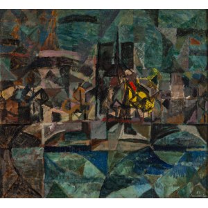 Jan Szancenbach (1928 Kraków - 1998 Kraków), Pejzaż z Paryża (Île de la Cité i Notre-Dame), 1958