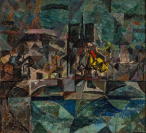 Jan Szancenbach (1928 Kraków - 1998 Kraków), Pejzaż z Paryża (Île de la Cité i Notre-Dame), 1958