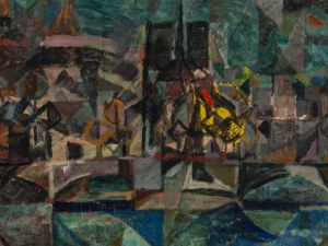 Jan Szancenbach (1928 Kraków - 1998 Kraków), Pejzaż z Paryża (Île de la Cité i Notre-Dame), 1958