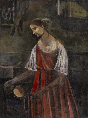 Alfred Aberdam (1894 Lwów - 1963 Paryż), Kobieta w czerwonej sukience