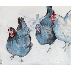 Anna Moon (b. 1976), The chickens come out of the henhouse, 2025
