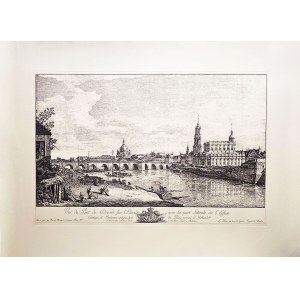 Bernardo Bellotto (Canaletto mladší) (1721 - 1780), Vue du pont de Dresde sur l'Elbe (Pohled na most v Drážďanech přes Labe).