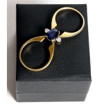 Double function gold ring sapphire/ emerald