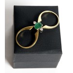 Double function gold ring sapphire/ emerald
